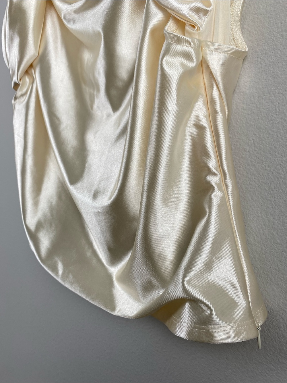 Express Satin Draped Shoulder Top | Swan - Picture 11 of 16